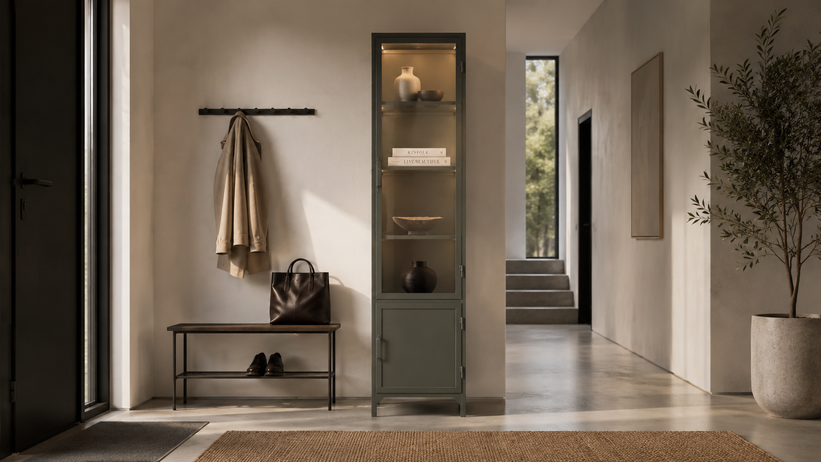 Liviel metal cabinet in a modern entrance hall