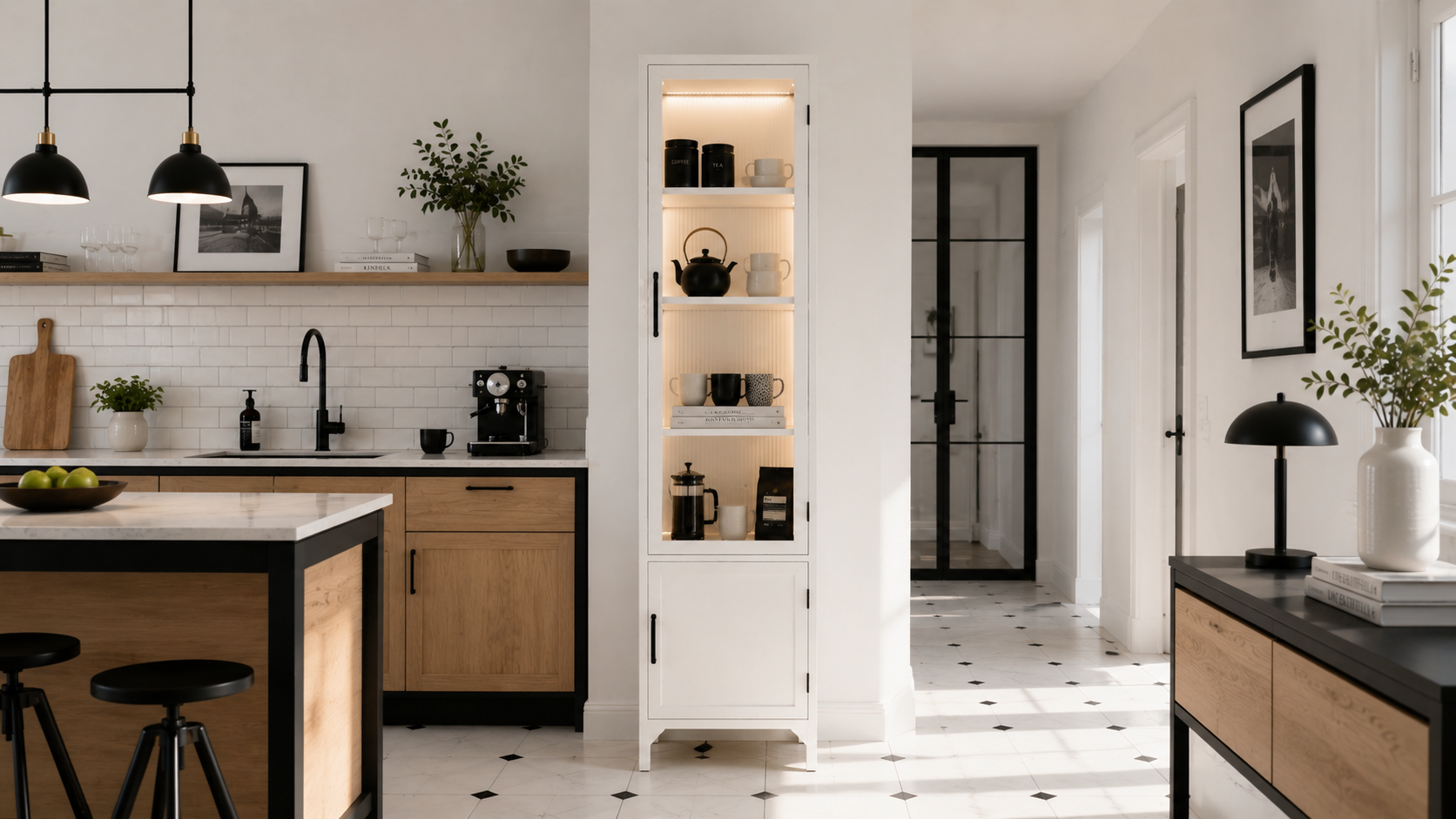 Liviel metal cabinet in a contemporary kitchen