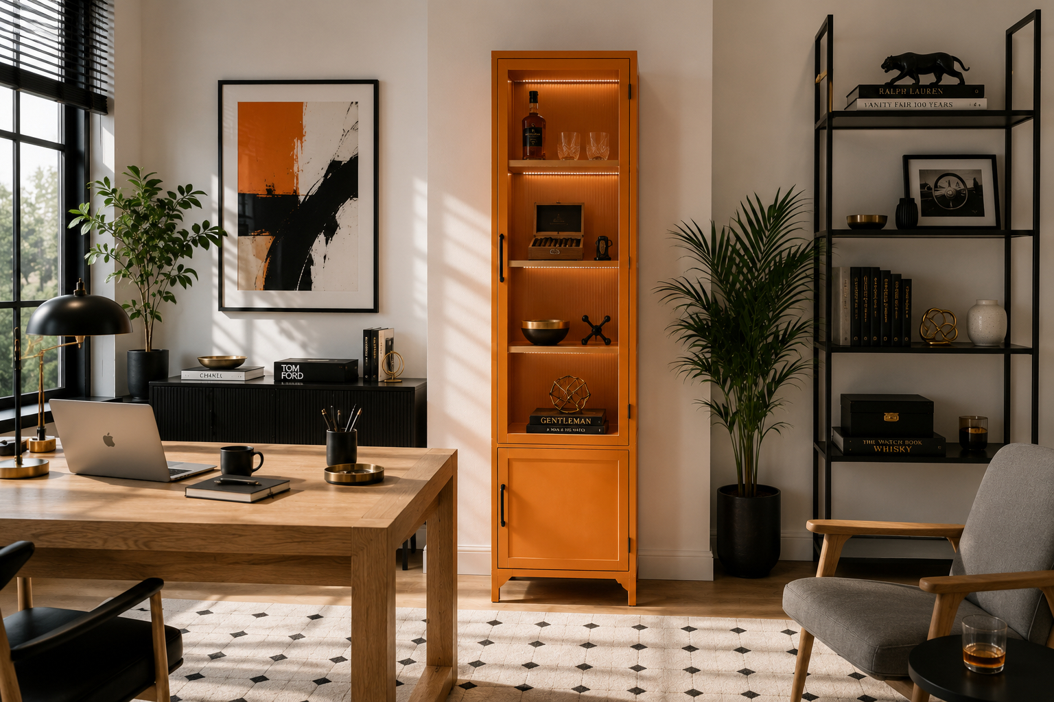 Liviel metal cabinet in a contemporary private study