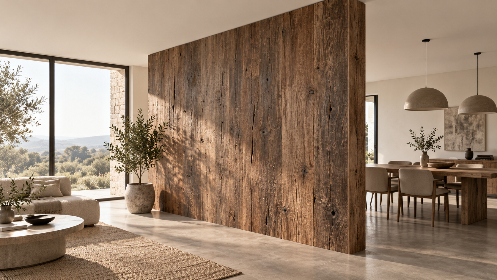 BOSCO Woodboard used as a freestanding architectural partition wall